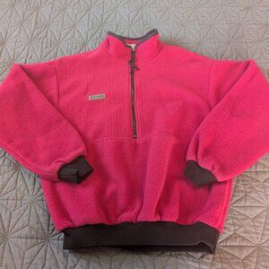 Vintage 90s Columbia Hot Pink Fleece Half Zip Pullover USA Made Size M